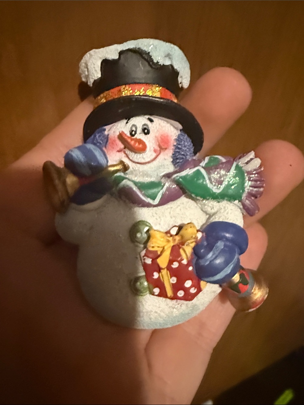 Festive Snowman Ornament - White Snowman with Multicolor Accents
